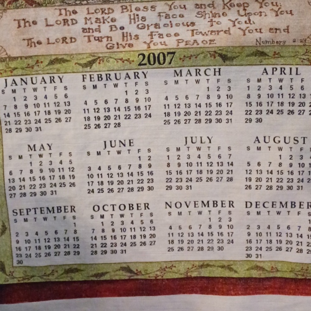 Calendar towel 2007 kitchen towel wall hanging - Picture 3 of 3